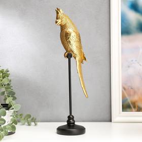Souvenir polystone "Golden parrot on a perch" 24x9,4x9 cm