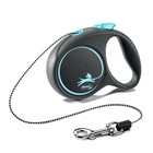 Рулетка Flexi Black Design XS (до 8 кг) 3 м трос, черный/голубой Рулетка Flexi Black Design XS (до 8 кг) 3 м трос, черный/голубой