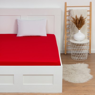 Elastic bed sheet Ethel 140*200*25 cm, color red, 100% cotton, calico, 125 g/m2