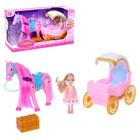 Carriage for dolls, horse walking, with a doll, light, sound