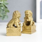 Нэцкэ под бронзу (набор 2шт) "Собаки Фу" (китайские львы Будды) - фото 9117717