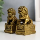 Нэцкэ под бронзу (набор 2шт) "Собаки Фу" (китайские львы Будды) - фото 9117720