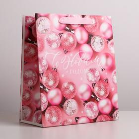 Пакет ламинированный вертикальный «Розовые шарики», ML 23 × 27 × 11,5 см
