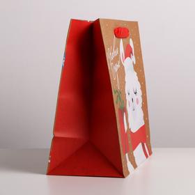 Пакет крафтовый горизонтальный «Лама и подарочки», ML 27 × 23 × 11.5 см - фото 10557393
