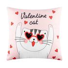 Подушка "Этель" Valentine cat, 40х40 см, велюр, 100% п/э 5309886 - фото 73240