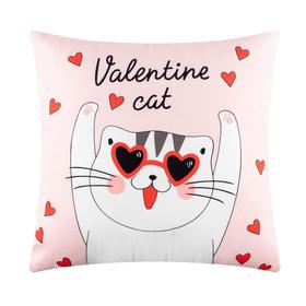 Подушка "Этель" Valentine cat, 40х40 см, велюр, 100% п/э 5309886