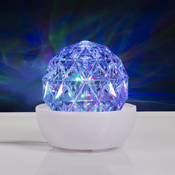 Световой прибор "Хрустальный шар на подставке", 12х12 см, 220V, RGB - фото 127197700