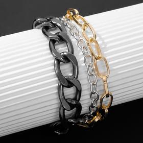 Bracelet "Chain" oval links, multi-tiered, color gold in gray metal