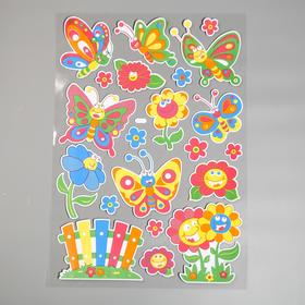 Наклейка EVA "Бабочки и цветочки на полянке" 79х49 см