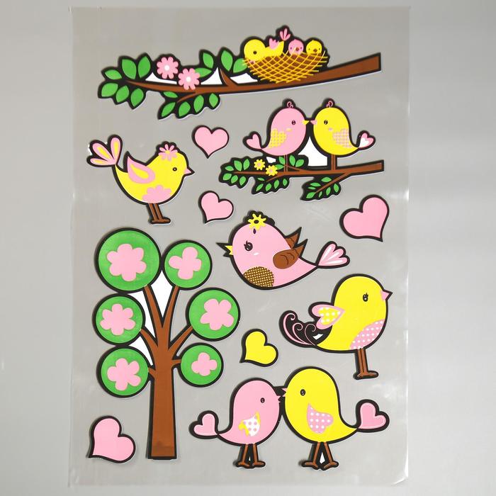 Наклейка EVA "Деревья и птички" 79х49 см - фото 127197870