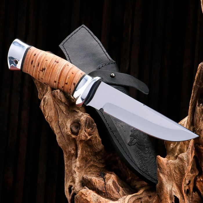 Нож охотничий «Королевский Лондон» Н8, ст. Х12МФ1, рукоять дюраль, береста, 23,5 см