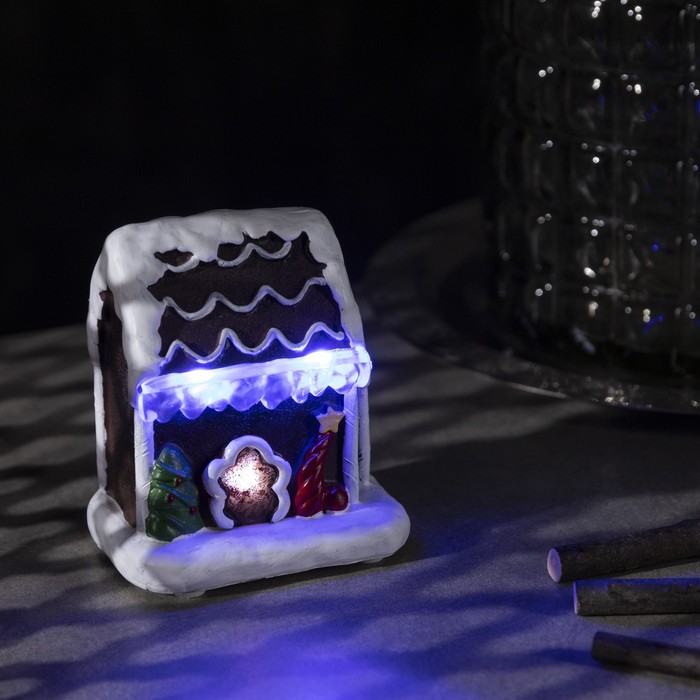 Фигура керамическая световая "Пряничный домик" 10.5 см, 3 LED, ААА*3 (не в компл), МУЛЬТИ