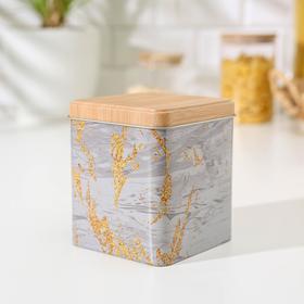 Банка для сыпучих продуктов «Золотой мрамор», 12×10×10 см, цвет серый