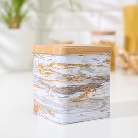 Банка для сыпучих продуктов «Золотой мрамор», 12×10×10 см, цвет белый