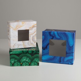 Набор коробок с PVC окном 3 в 1 «Текстуры», 18 × 18 × 10‒22 × 22 × 12 см в Донецке