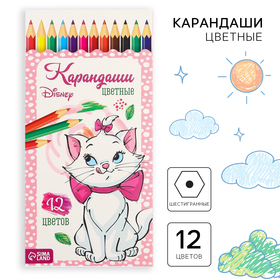 Карандаши цветные, 12 цвета "Мари", Коты аристократы 5012647