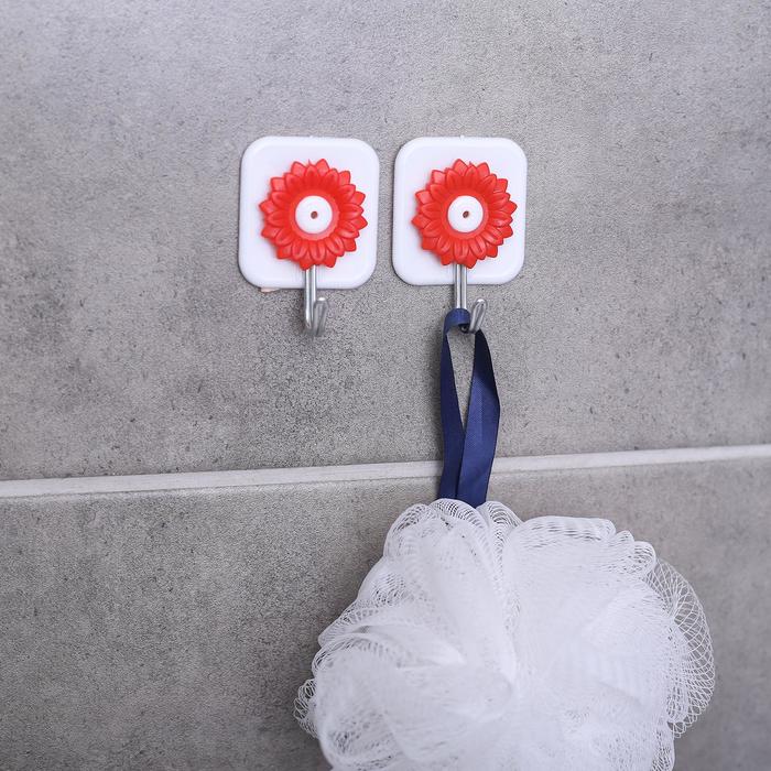 Набор крючков на липучке «Астры» , 2 шт, цвет МИКС - фото 798841210