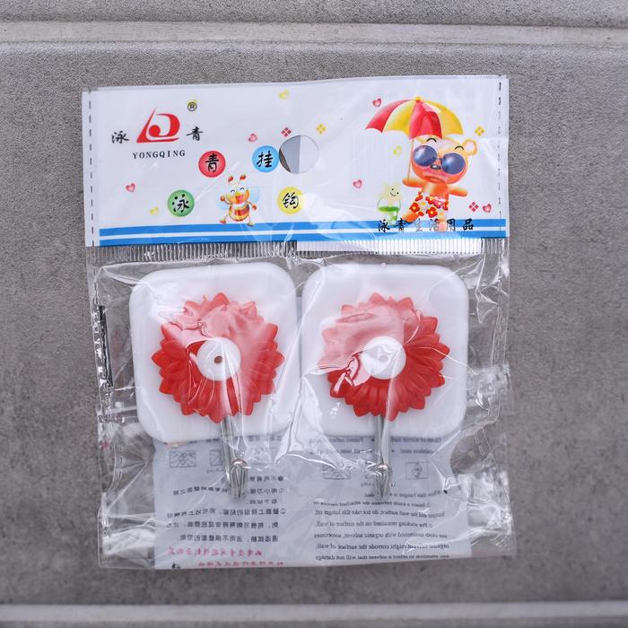 Набор крючков на липучке «Астры» , 2 шт, цвет МИКС - фото 798841213