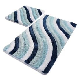 Комплект ковриков для ванной COLORFUL, 2 шт, 50 х 80 см, 40 х 50 см, акрил, цвет голубой