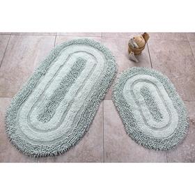 Комплект ковриков для ванной MACARONI, 2 шт, размер 60 х 100 см и 60 х 50 см, хлопок, цвет мятный