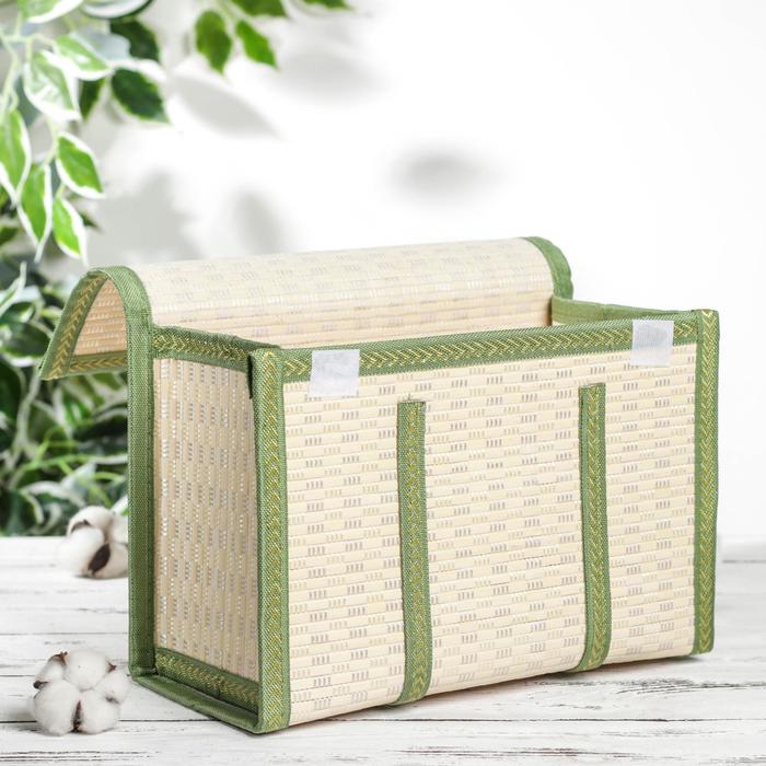 Хранение бамбука. Корзина для хранения бамбуковая цвет: бежевый, 40×25×25 см. Коробка из бамбука для хранения. Круглая деревянная коробка. Коробка для специй.