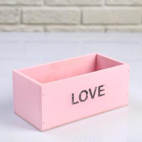 Кашпо деревянное 20×10×8 см "Элегант, LOVE", розовое