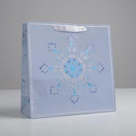 Пакет крафтовый квадратный «Снежинка», 30 × 30 × 12 см