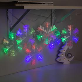 Гирлянда "Нить" 2 м с насадками "Снежинка матовая", IP20, прозрачная нить, 36 LED, свечение RG/RB, мигание, 220 В