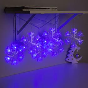 Гирлянда "Нить" 2 м с насадками "Снежинка матовая", IP20, прозрачная нить, 36 LED, свечение синее, фиксинг, 220 В