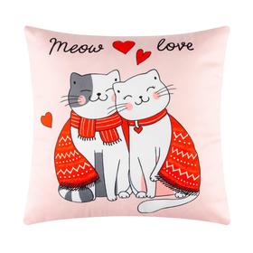 Подушка новогодняя Этель Meow love, 40х40 см, велюр, 100% п/э