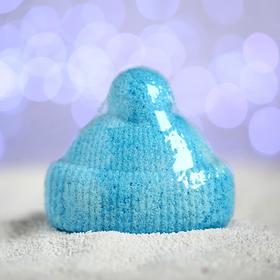 Бурлящая соль для ванны «Вязаная шапочка», синяя, с ароматом шоколада