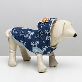 Куртка для собак с цветами, L (ДС 30 см, ОШ 29 см, ОГ 44 см), тёмно-синяя
