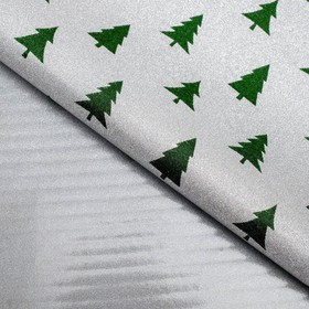 Плёнка упаковочная, зеленые «Елки», 50 × 70 см
