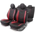 Авточехлы AEROBOOST 3D крой, 11 предметов, 5 подголовников, 2 молнии, AIRBAG черно-красный 5477256 - фото 97057