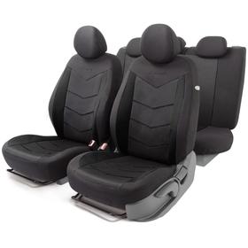 Авточехлы AEROBOOST 3D крой, 11 предметов, 5 подголовников, 2 молнии, AIRBAG чёрый 5477259