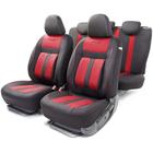 Авточехлы CUSHION COMFORT, материал эко-хлопок, 5 мм поролон, 3D крой, большой поясничный упор, 15 предметов, 5 подголовников, 2 кармана, 4 молнии, 4 торцевых клапана, AIRBAG черно-красный 5477272 - фото 97092