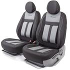 Накидки для передних сидений CUSHION COMFORT, эко-хлопок, 5 мм поролон, 3D крой, большой поясничный упор, 4 предмета, открытая спинка, закрытые торцы, 2 подголовника, AIRBAG черно-серый 5477344 - фото 97216