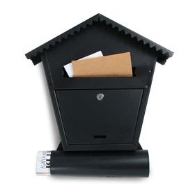 Ящик почтовый с замком, вертикальный, «Варшава», чёрный муар