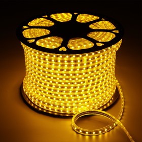 Светодиодная лента Ecola, 220В, SMD5050, 100 м, IP68, 14.4Вт/м, 60 LED/м, 14x7 мм, ЖЁЛТЫЙ