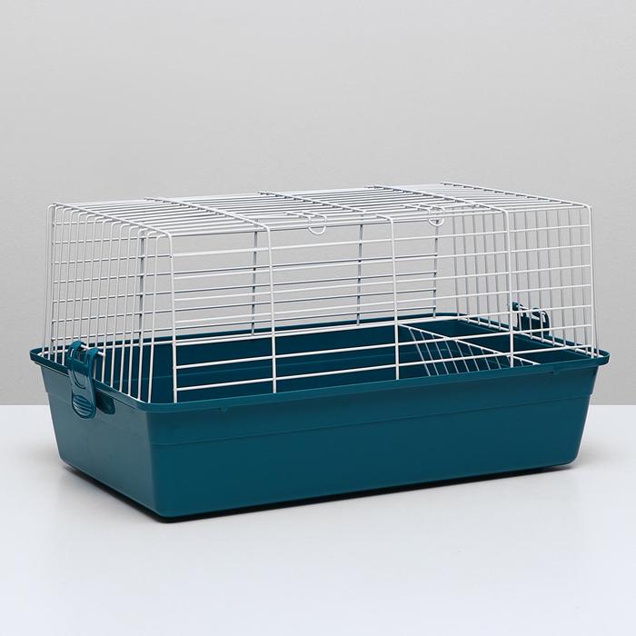 Клетка для кроликов с сенником, 60 х 36 х 32 см, бирюзовый - фото 797279396