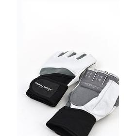 Перчатки для фитнеса мужские кожаные Q10, цвет чёрный/белый, размер M