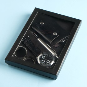 Набор подарочный 4в1 (ручка, часы, ключница, брелок)