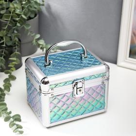 Box metal frame chest "Diamonds" blue mother of pearl 13x16, 7x12, 8 cm