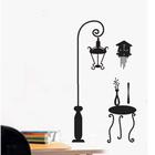 Наклейка пластик интерьерная чёрная "Фонарь, столик и часы" 50х70 см - фото 797294315