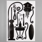 Наклейка пластик интерьерная чёрная "Фонарь, столик и часы" 50х70 см - фото 797294316