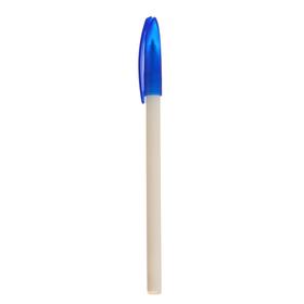 Ручка шариковая 0,5 мм, синий стержень, корпус белый с синим колпачком