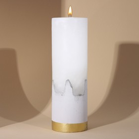 Свеча интерьерная белая с бетоном, низ золото, 26 х 8,5 см