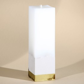 Свеча интерьерная белая с бетоном, низ золото, 5 х 5 х18 см
