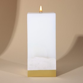 Свеча интерьерная белая с бетоном, низ золото, 6 х 6 х 14 см