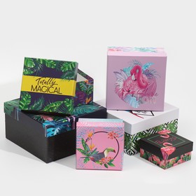 Набор подарочных коробок 6 в 1 «Фламинго», 10.2 х 10.2 х 6 - 20 х 20 х 11 см